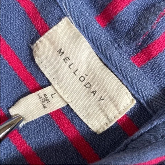 Melloday MELLODAY Women’s Top Striped Cotton Hooded Sweatshirt Hoodie size Large - Picture 9 of 12